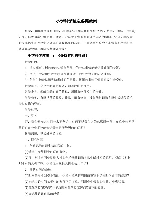 小学科学精选备课教案