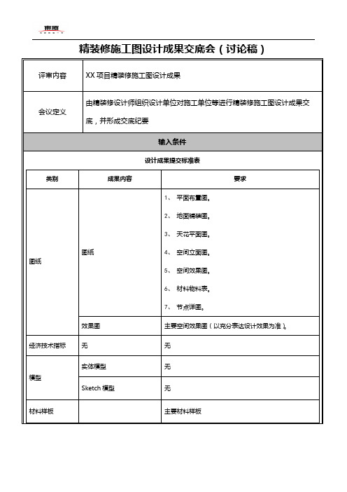 东原地产-精装施工图设计成果汇报及评审要点