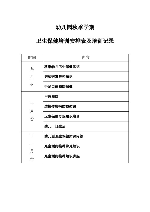 幼儿园秋季学期卫生保健培训记录(6)