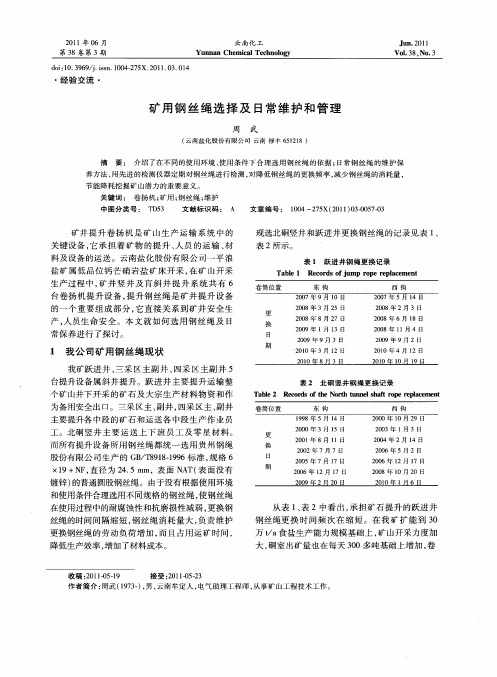 矿用钢丝绳选择及日常维护和管理