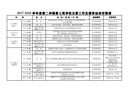 第周学校主要工作及领导活动安排表-西北师范大学