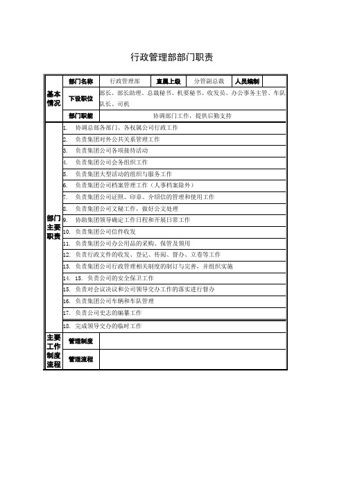 行政管理部部门职责