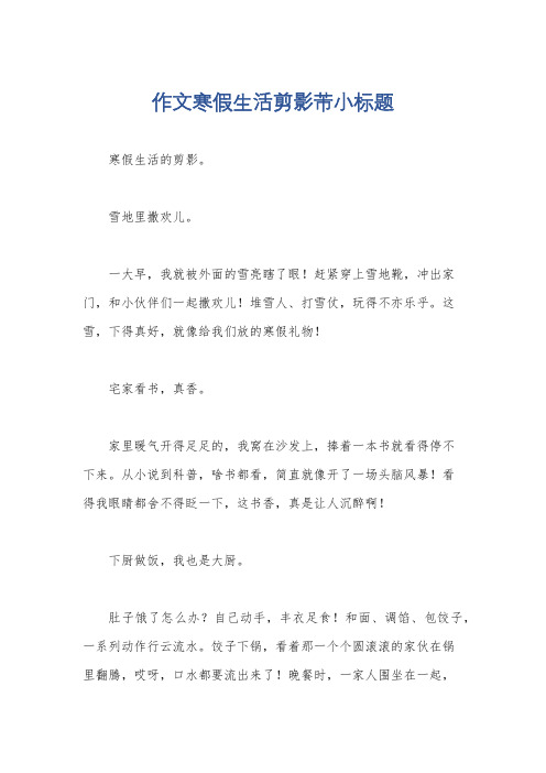 作文寒假生活剪影芾小标题