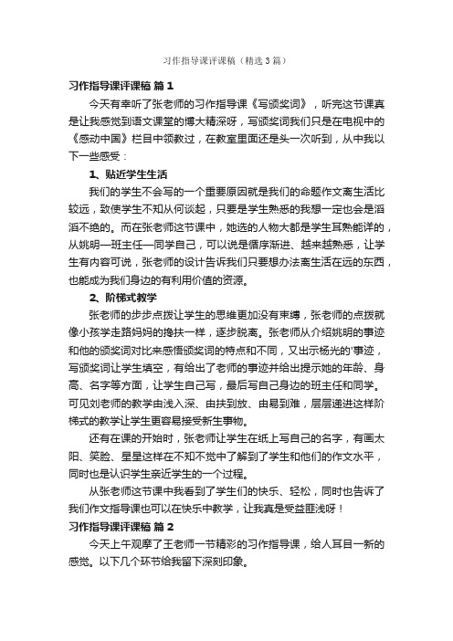 习作指导课评课稿（精选3篇）