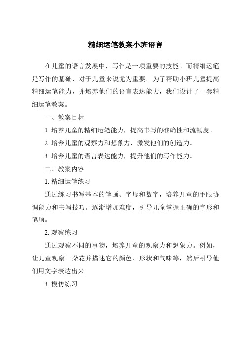 精细运笔教案小班语言