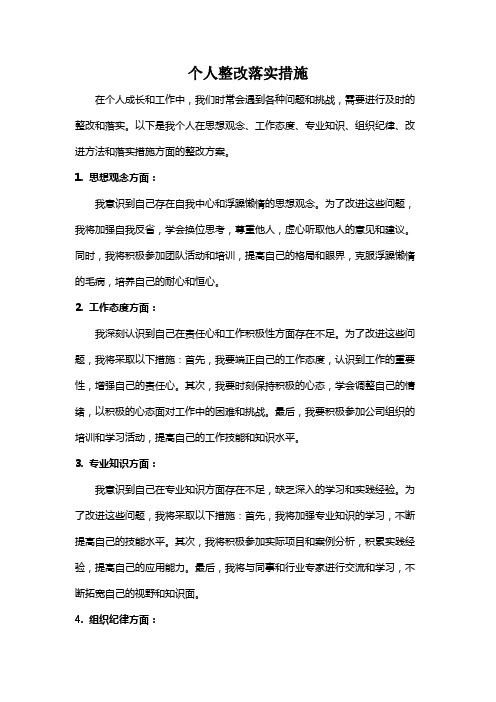 个人整改落实措施