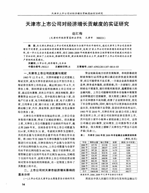 天津市上市公司对经济增长贡献度的实证研究