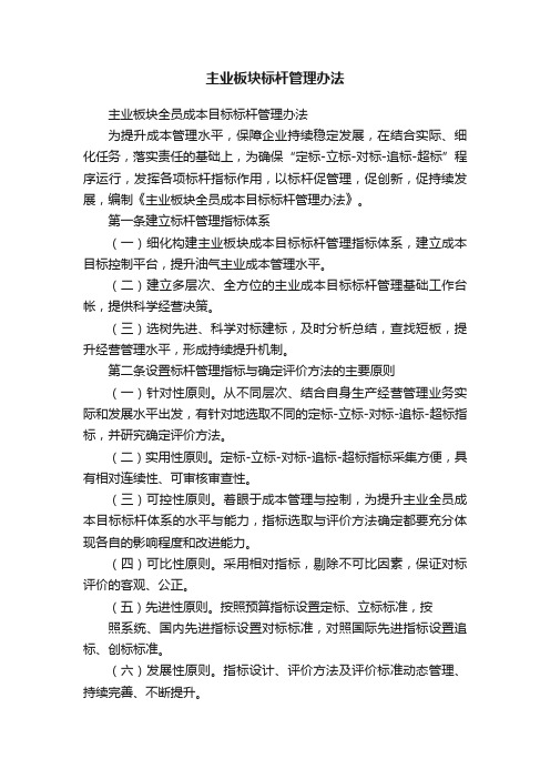 主业板块标杆管理办法