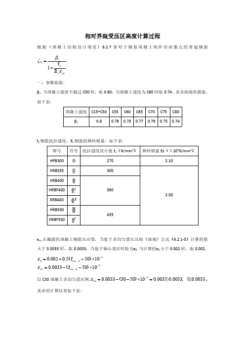 相对界限受压区高度计算