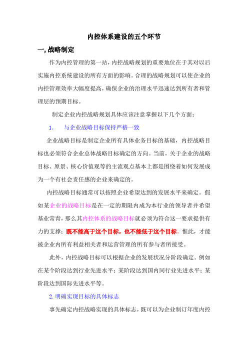 内控体系建设的五个环节