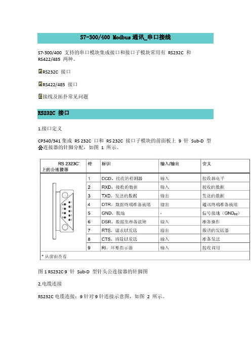 S7-300Modbus通讯串口怎样接线