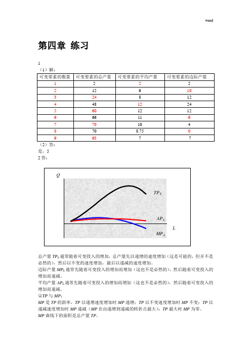 微观经济学第四章答案