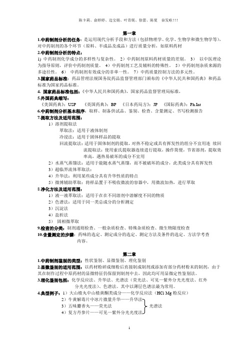 中药制剂分析重点