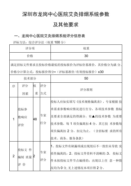 深圳市龙岗中心医院艾灸排烟系统参数