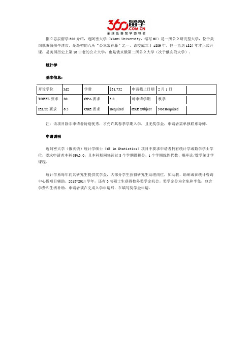 2017年美国迈阿密大学统计学介绍