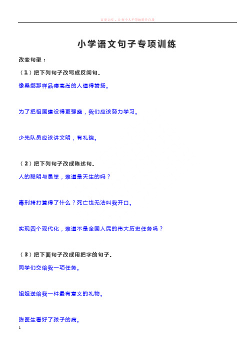 小学语文句子专项训练