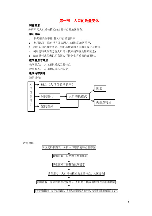 2019高中地理 第一章 人口的变化 第1节 人口的数量变化教案 新人教版必修2