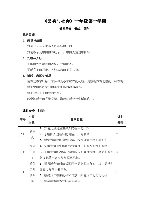 品德与社会 第四单元讲解