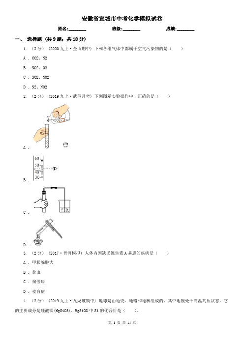 安徽省宣城市中考化学模拟试卷