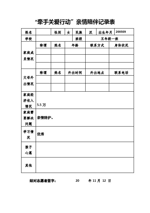 1 牵手关爱行动陪伴记录 