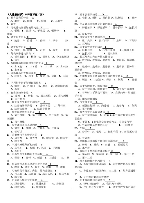 【免费下载】人体解剖学本科练习题四