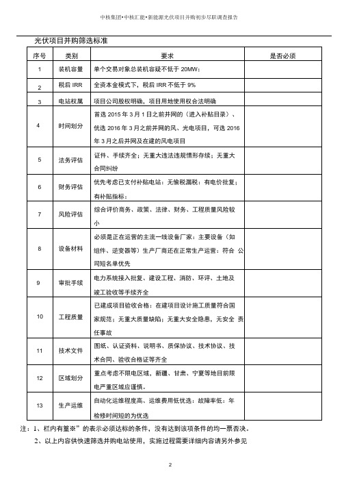 中核集团-中核汇能-新能源光伏并购项目-初尽调报告模板2019版