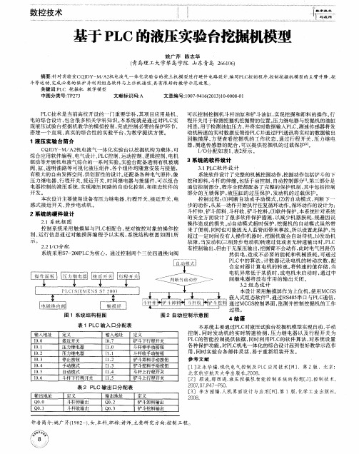 基于PLC的液压实验台挖掘机模型