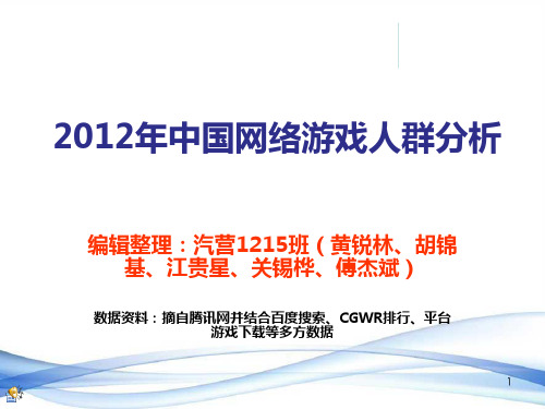 中国网络游戏消费心理分析报告PPT课件