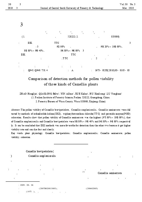 3种山茶属植物花粉活力测定方法的比较
