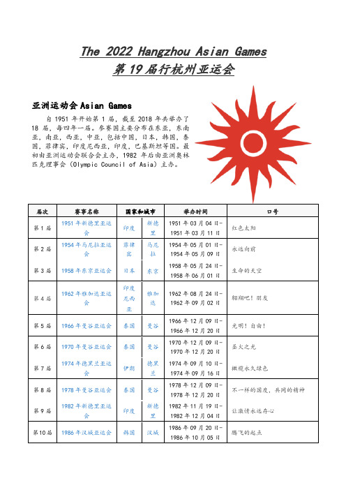 第19届杭州亚运会资料