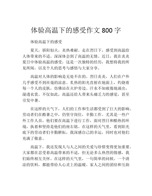 体验高温下的感受作文800字