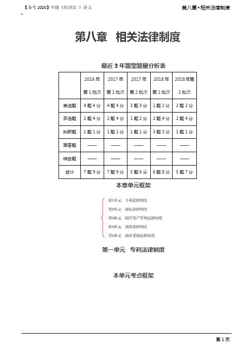 【备考2020】中级《经济法 》讲义第08章 相关法律制度