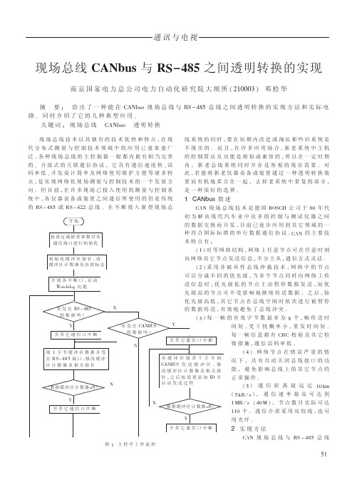 现场总线CANbus与RS485之间透明转换的实现