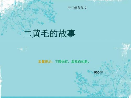 初三想象作文《二黄毛的故事》900字(总9页PPT)