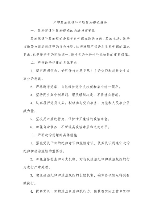 严守政治纪律和严明政治规矩报告