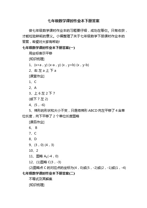 七年级数学课时作业本下册答案