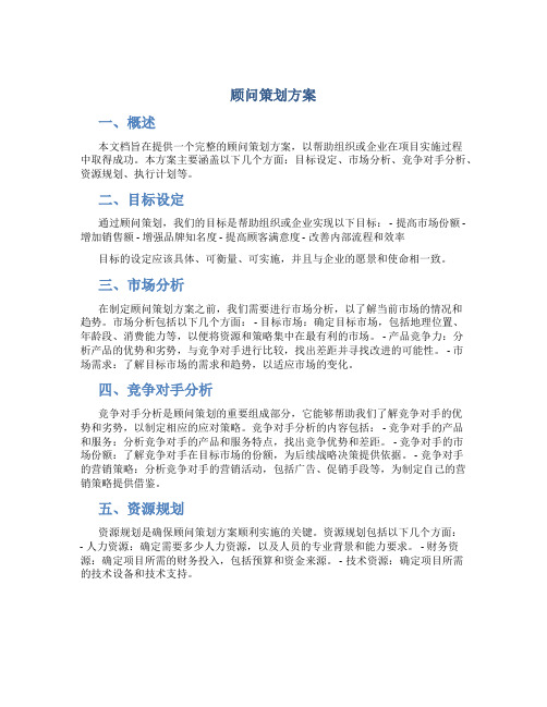 顾问策划方案