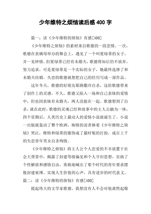 少年维特之烦恼读后感400字作文