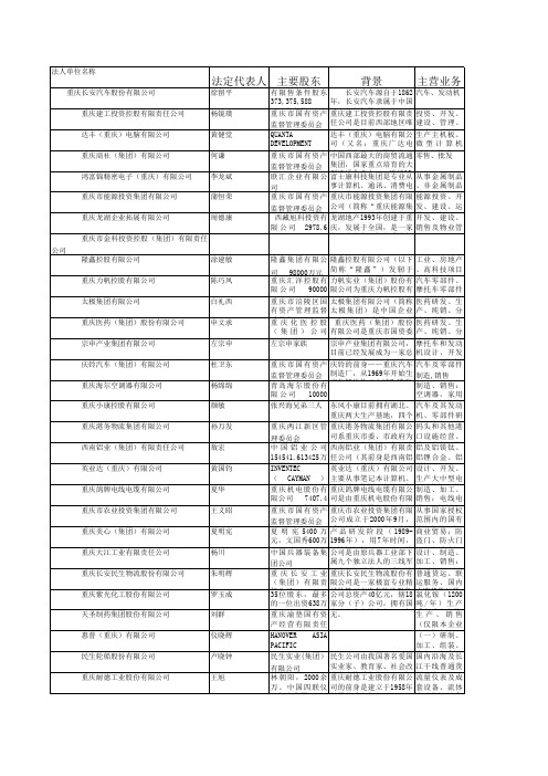 重庆市重点企业资料