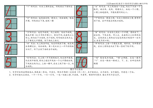 (完整word版)数字1-10的书写与描红-A4打印版