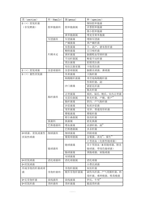 常见致病菌的分类