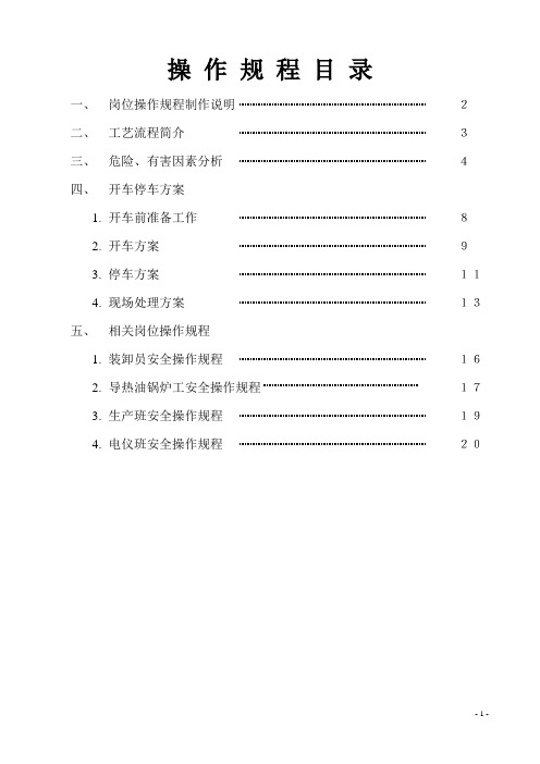 10万吨苯、混合芳烃项目操作规程