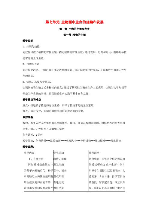八年级生物下册 全一册教案 (新版)新人教版