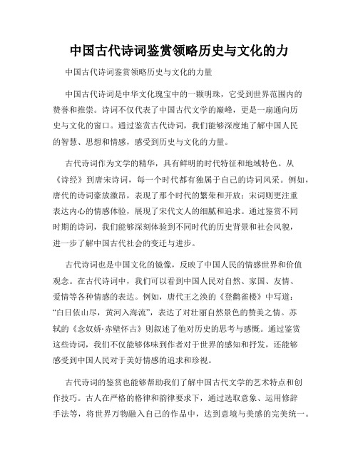 中国古代诗词鉴赏领略历史与文化的力