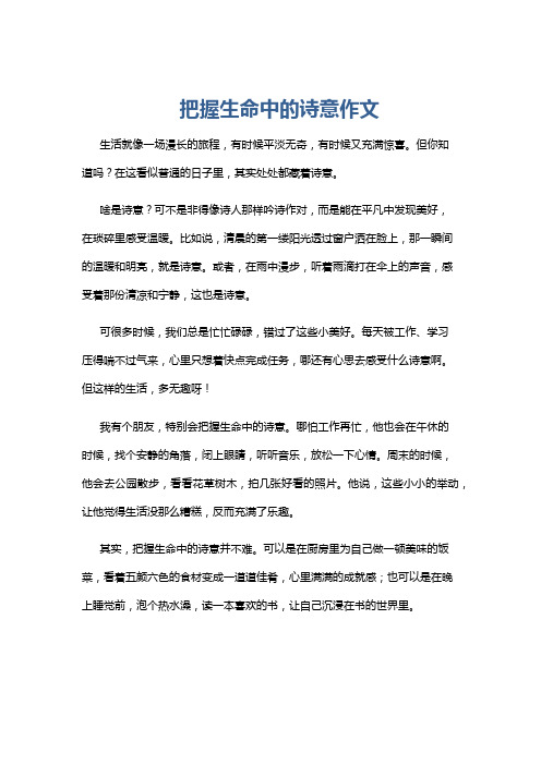 把握生命中的诗意作文