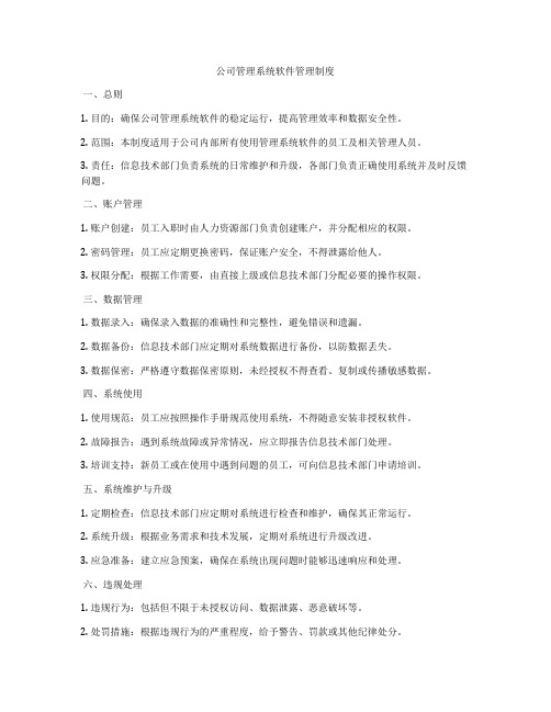 公司管理系统软件管理制度