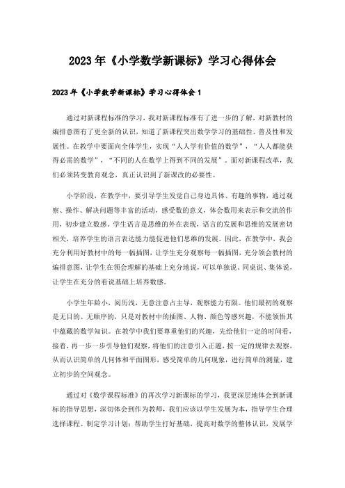 2023年《小学数学新课标》学习心得体会_1