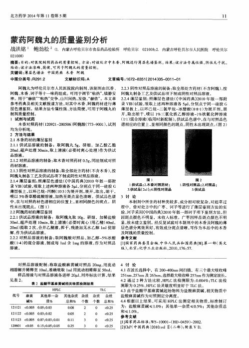 蒙药阿魏丸的质量鉴别分析