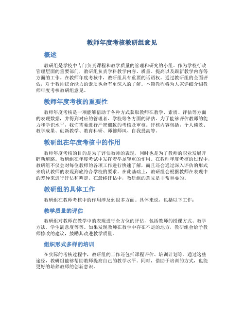 教师年度考核教研组意见