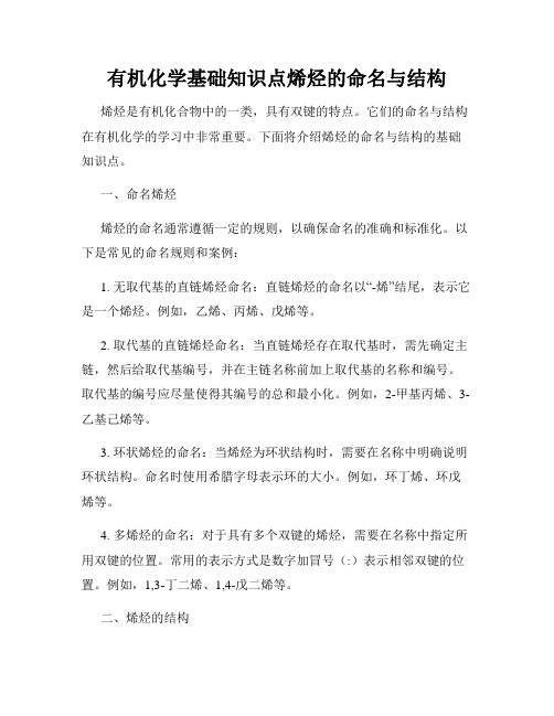 有机化学基础知识点烯烃的命名与结构